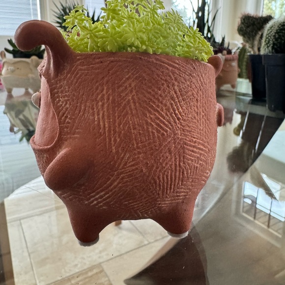 Cute handmade terracotta 🐰 planter with drainage hole. Cactus and succulent pot - Picture 12 of 15